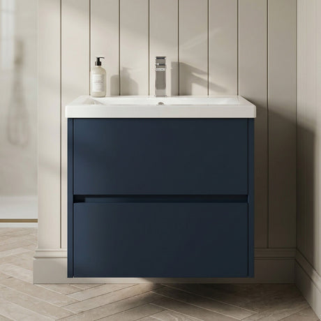 [BFED2904A] Chartley Square Wall Hung 2 Drawer Vanity Unit & Ceramic Basin, 600mm, Choice of Finish - Silo