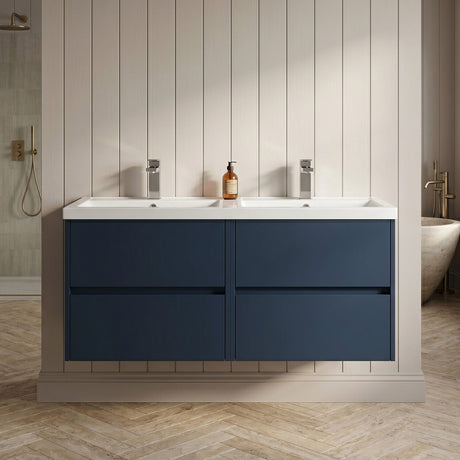 [BFED2904C] Chartley Contemporary 4 Drawer Wall Hung Vanity Unit with Double Basin, 1200mm, Choice of Colour - Silo