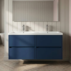 [BFED2904F] Chartley Contemporary 4 Drawer Wall Hung Vanity Unit with Double Basin, 1200mm, Choice of Colour - Silo