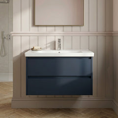[BFED2904G] Chartley Contemporary 2 Drawer Wall Hung Vanity Unit with Curved Basin, Choice of Size and Colour - Silo