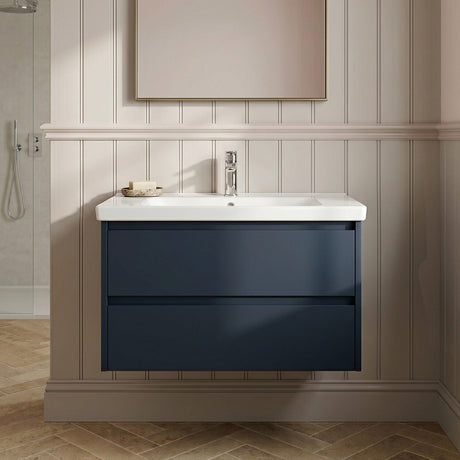 [BFED2904G] Chartley Contemporary 2 Drawer Wall Hung Vanity Unit with Curved Basin, Choice of Size and Colour - Silo