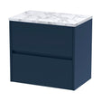 [BFED2904LCM] Chartley Contemporary 2 Drawer Wall Hung Vanity Unit with Laminate Worktop, Midnight Blue, 600mm - Cutout