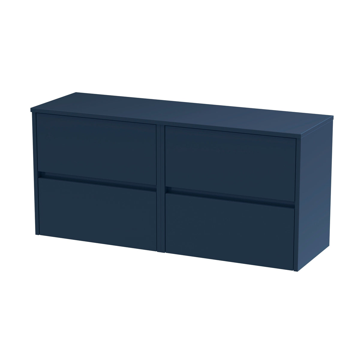 [BFED2904W2] Chartley Contemporary 4 Drawer Wall Hung Vanity Unit with Worktop, Midnight Blue, 1200mm - Cutout
