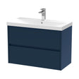 [BFED2906D] Chartley Contemporary 2 Drawer Wall Hung Vanity Unit with Thin Edge Basin, Midnight Blue, 800mm - Cutout