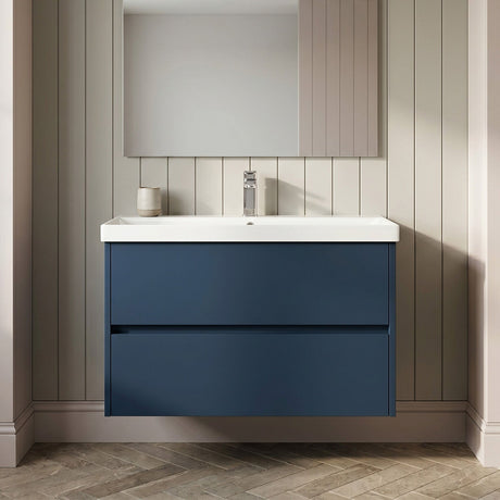 [BFED2906D] Chartley Contemporary 2 Drawer Wall Hung Vanity Unit with Thin Edge Basin, Choice of Size and Colour - Silo