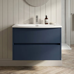 [BFED2906G] Chartley Contemporary 2 Drawer Wall Hung Vanity Unit with Curved Basin, Choice of Size and Colour - Silo