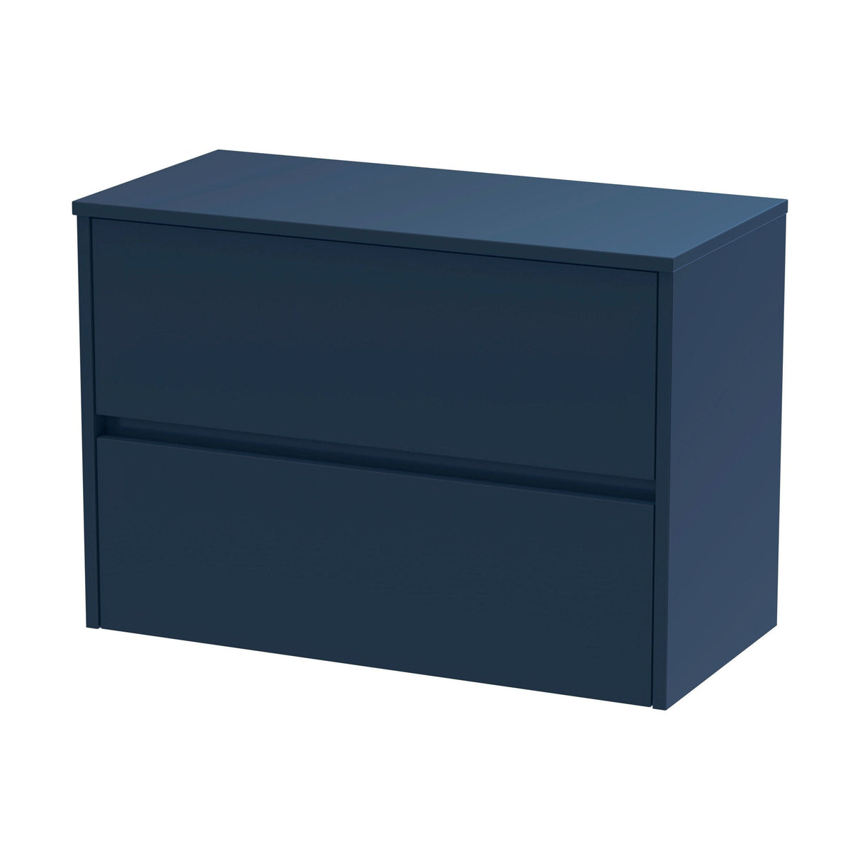 [BFED2906W] Chartley Contemporary 2 Drawer Wall Hung Vanity Unit with Worktop, Midnight Blue, 800mm - Cutout