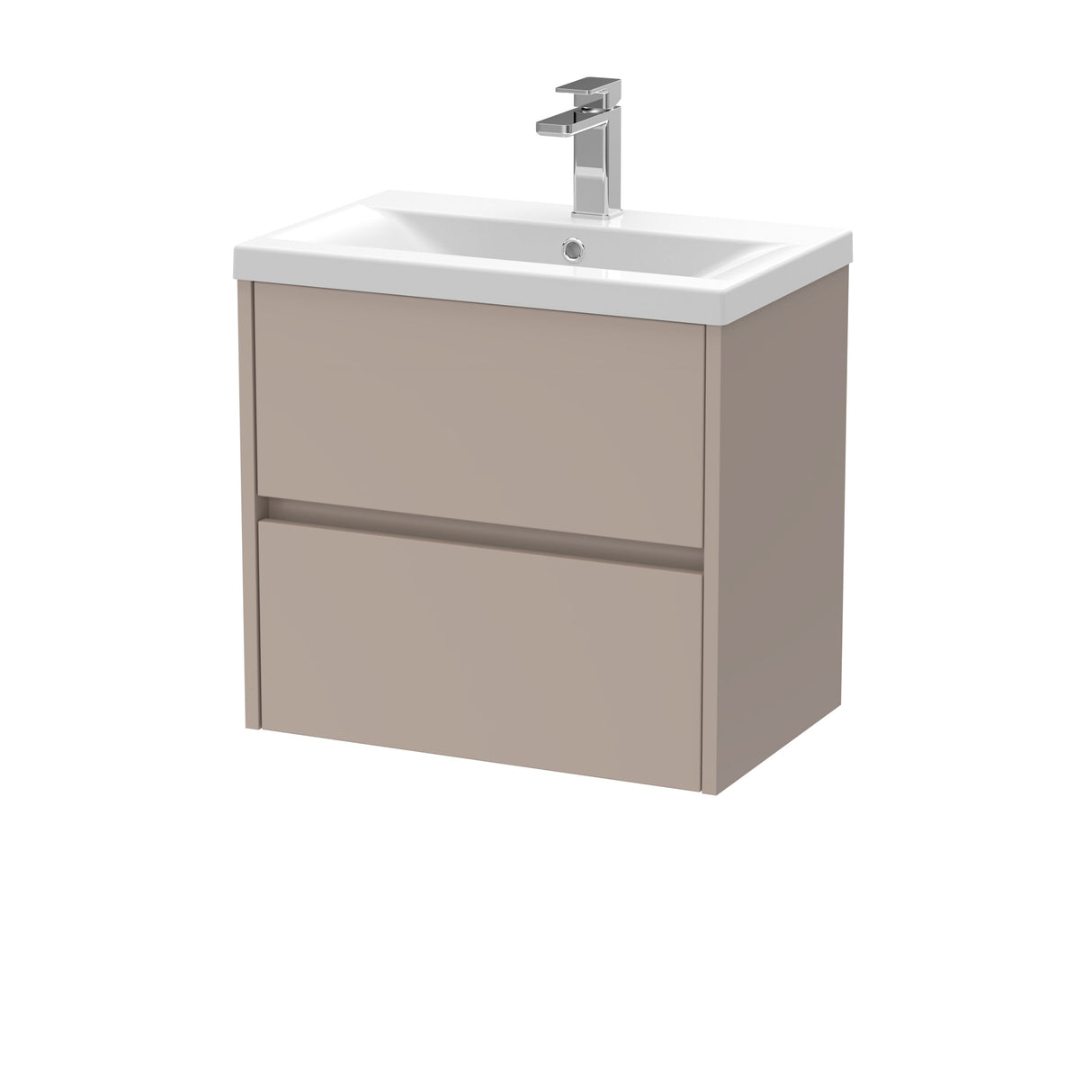 [BFED3304A] Chartley Square Wall Hung 2 Drawer Vanity Unit & Ceramic Basin, 600mm, Choice of Finish - Cutout