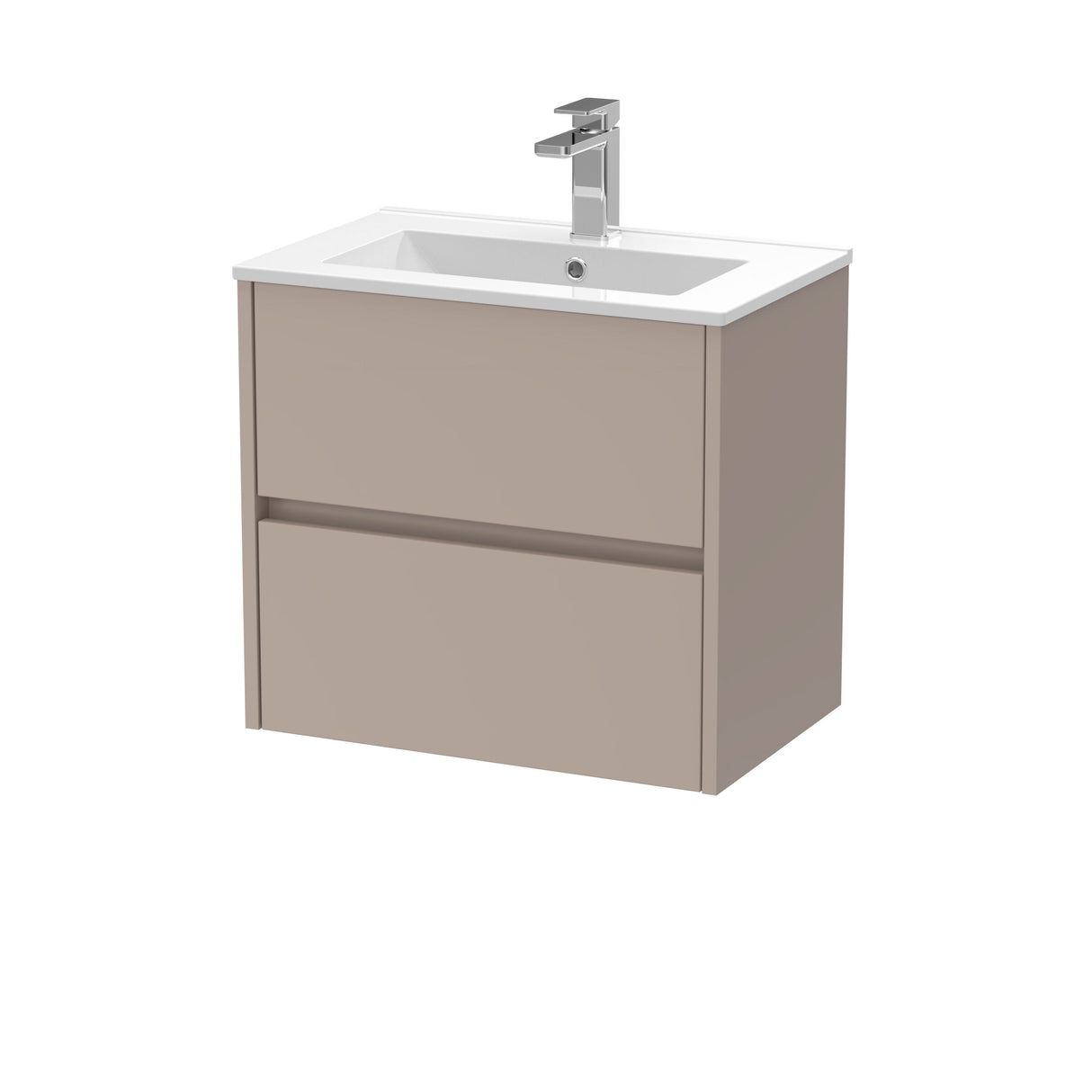 [BFED3304B] Chartley Contemporary 2 Drawer Wall Hung Vanity Unit with Minimalist Basin, Choice of Size and Colour - Cutout