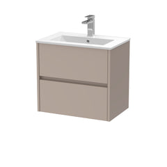 [BFED3304B] Chartley Contemporary 2 Drawer Wall Hung Vanity Unit with Minimalist Basin, Choice of Size and Colour - Cutout