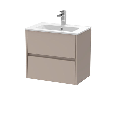 [BFED3304B] Chartley Contemporary 2 Drawer Wall Hung Vanity Unit with Minimalist Basin, Choice of Size and Colour - Cutout