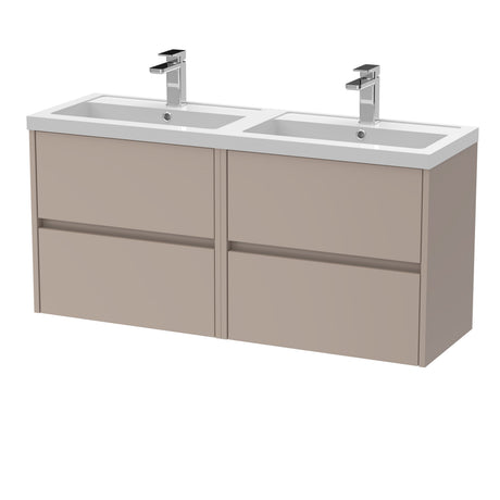 [BFED3304C] Chartley Contemporary 4 Drawer Wall Hung Vanity Unit with Double Basin, 1200mm, Choice of Colour - Cutout