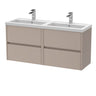 [BFED3304C] Chartley Contemporary 4 Drawer Wall Hung Vanity Unit with Double Basin, 1200mm, Choice of Colour - Cutout