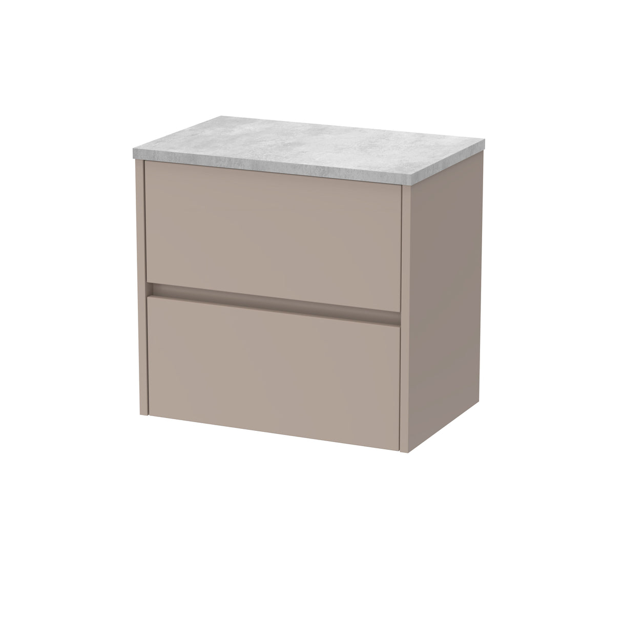 [BFED3304LBG] Chartley Contemporary 2 Drawer Wall Hung Vanity Unit with Laminate Worktop, Choice of Size and Colour - Cutout