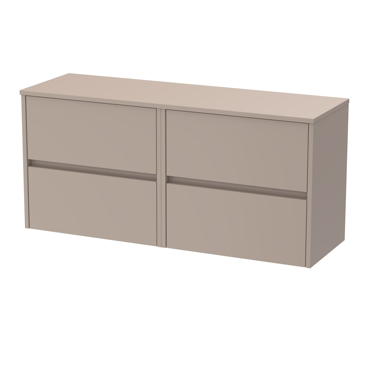 [BFED3304W2] Chartley Contemporary 4 Drawer Handleless Wall Hung Vanity Unit with Worktop, 1200mm, Choice of Colour - Cutout
