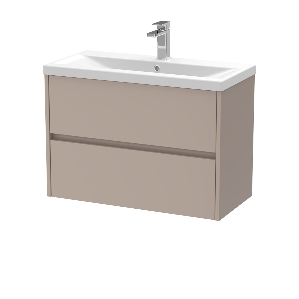 [BFED3306A] Chartley Square Wall Hung 2 Drawer Vanity Unit & Ceramic Basin, 800mm, Choice of Finish - Cutout