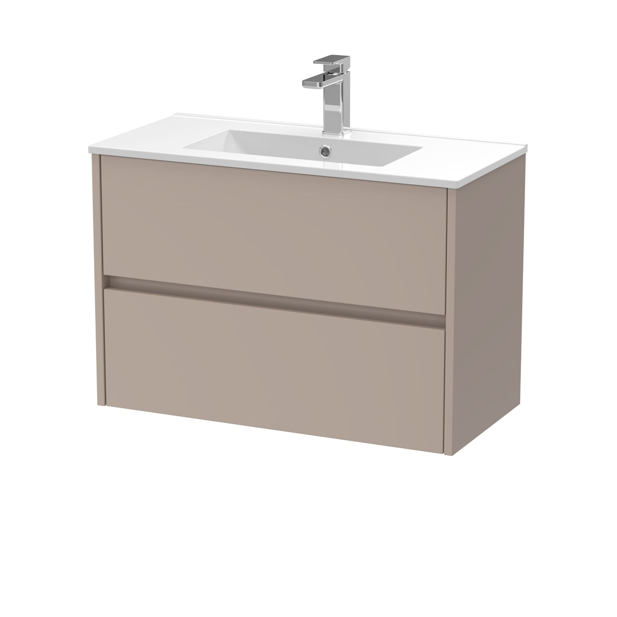[BFED3306B] Chartley Contemporary 2 Drawer Wall Hung Vanity Unit with Minimalist Basin, Choice of Size and Colour - Cutout