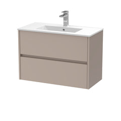 [BFED3306B] Chartley Contemporary 2 Drawer Wall Hung Vanity Unit with Minimalist Basin, Choice of Size and Colour - Cutout