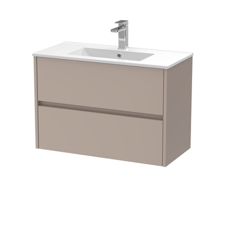 [BFED3306B] Chartley Contemporary 2 Drawer Wall Hung Vanity Unit with Minimalist Basin, Choice of Size and Colour - Cutout
