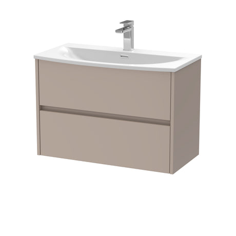 [BFED3306G] Chartley Contemporary 2 Drawer Wall Hung Vanity Unit with Curved Basin, Choice of Size and Colour - Cutout