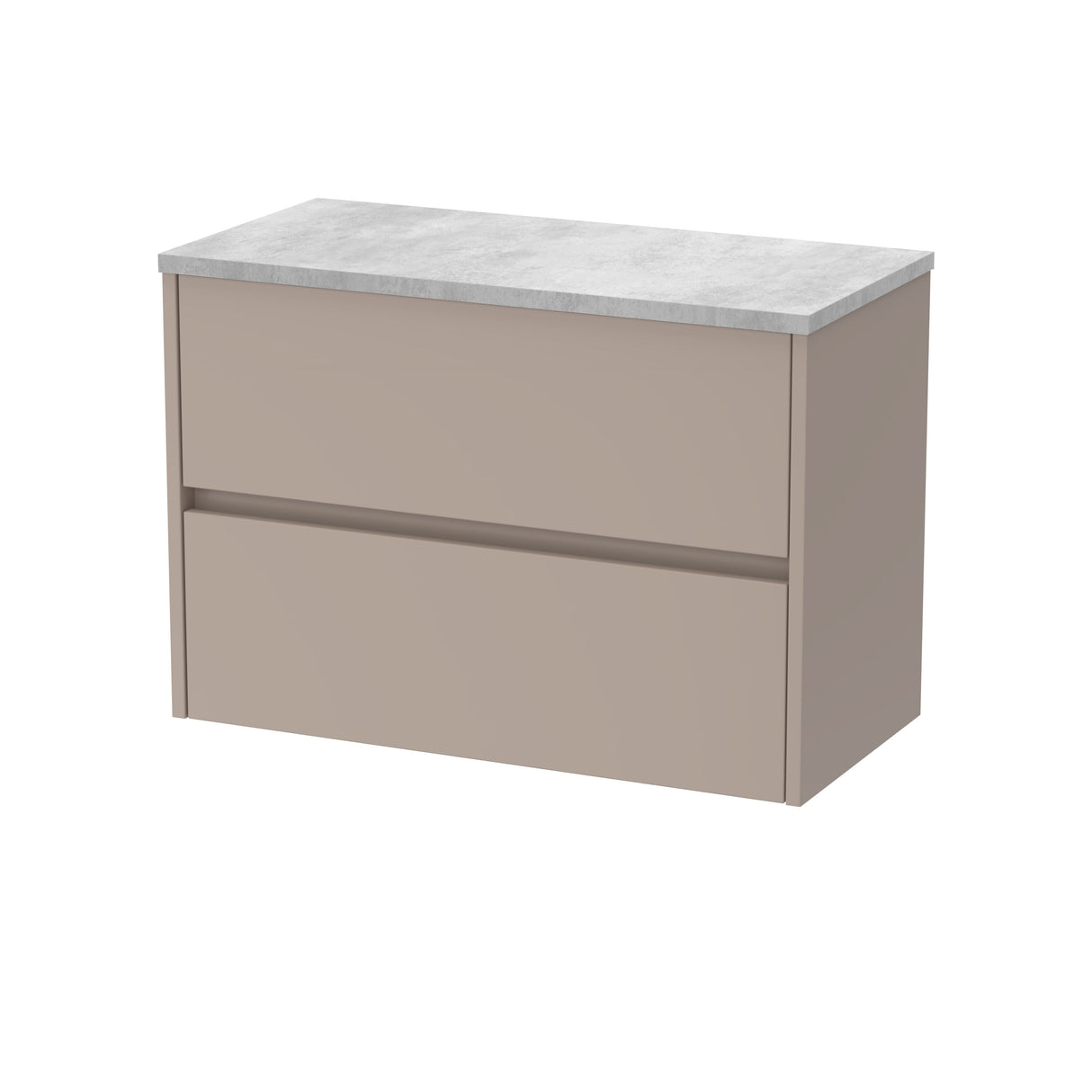 [BFED3306LBG] Chartley Contemporary 2 Drawer Wall Hung Vanity Unit with Laminate Worktop, Choice of Size and Colour - Cutout