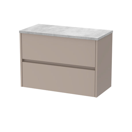 [BFED3306LBG] Chartley Contemporary 2 Drawer Wall Hung Vanity Unit with Laminate Worktop, Choice of Size and Colour - Cutout