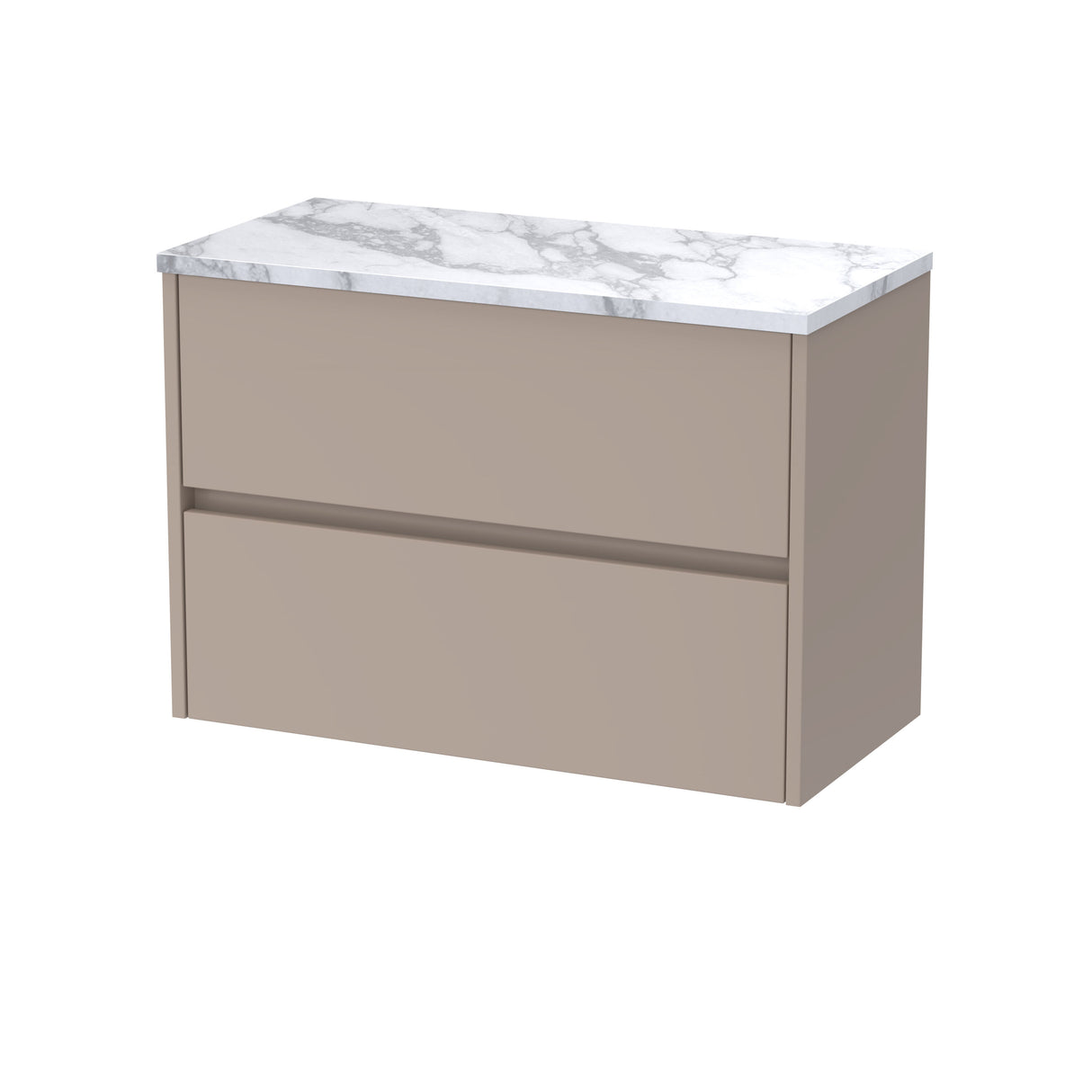[BFED3306LCM] Chartley Contemporary 2 Drawer Wall Hung Vanity Unit with Laminate Worktop, Choice of Size and Colour - Cutout