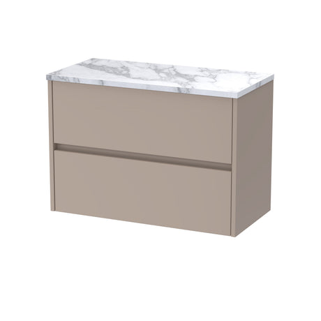 [BFED3306LCM] Chartley Contemporary 2 Drawer Wall Hung Vanity Unit with Laminate Worktop, Choice of Size and Colour - Cutout