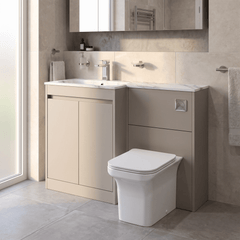 [BFED3313L] Chartley Contemporary Floor Standing 2 Door Vanity Basin WC Combination Unit, Carrera Marble Basin, 1100mm, Choice of Colour - Lifestyle 1