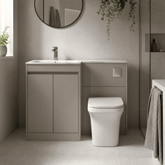 [BFED3313L] Chartley Contemporary Floor Standing 2 Door Vanity Basin WC Combination Unit, Carrera Marble Basin, 1100mm, Choice of Colour - Lifestyle 2