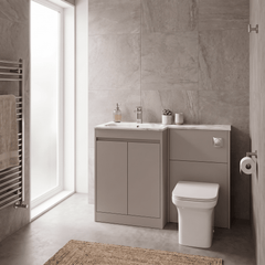 [BFED3313L] Chartley Contemporary Floor Standing 2 Door Vanity Basin WC Combination Unit, Carrera Marble Basin, 1100mm, Choice of Colour - Lifestyle 3