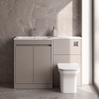 [BFED3313L] Chartley Contemporary Floor Standing 2 Door Vanity Basin WC Combination Unit, Carrera Marble Basin, 1100mm, Choice of Colour - Silo