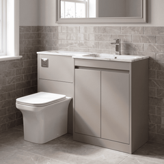 [BFED3313R] Chartley Contemporary Floor Standing 2 Door Vanity Basin WC Combination Unit, Carrera Marble Basin, 1100mm, Choice of Colour - Lifestyle 1