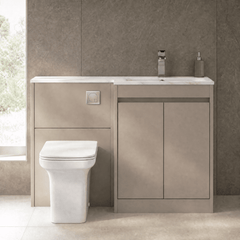 [BFED3313R] Chartley Contemporary Floor Standing 2 Door Vanity Basin WC Combination Unit, Carrera Marble Basin, 1100mm, Choice of Colour - Silo