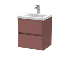 [BFED3402A] Chartley Edge Square Wall Hung 2 Drawer Vanity Unit & Ceramic Basin, 500mm, Choice of Finish - Cutout