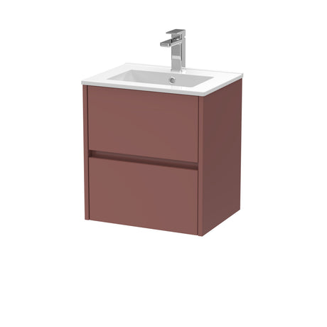 [BFED3402B] Chartley Contemporary 2 Drawer Wall Hung Vanity Unit with Minimalist Basin, Choice of Size and Colour - Cutout
