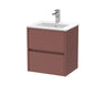 [BFED3402B] Chartley Contemporary 2 Drawer Wall Hung Vanity Unit with Minimalist Basin, Choice of Size and Colour - Cutout