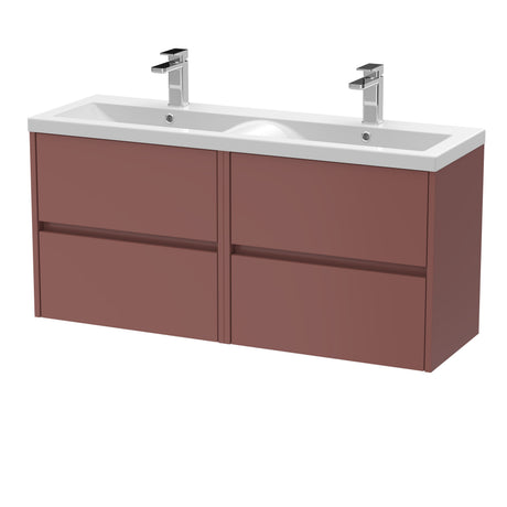 [BFED3404F] Chartley Contemporary 4 Drawer Wall Hung Vanity Unit with Double Basin, 1200mm, Choice of Colour - Cutout