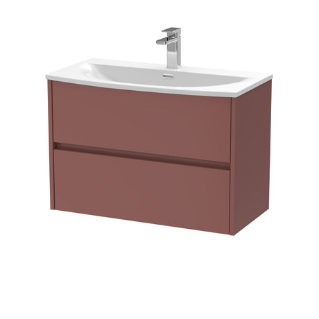 [BFED3406G] Chartley Contemporary 2 Drawer Wall Hung Vanity Unit with Curved Basin, Choice of Size and Colour - Cutout