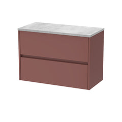 [BFED3406LBG] Chartley Contemporary 2 Drawer Wall Hung Vanity Unit with Laminate Worktop, Choice of Size and Colour - Cutout