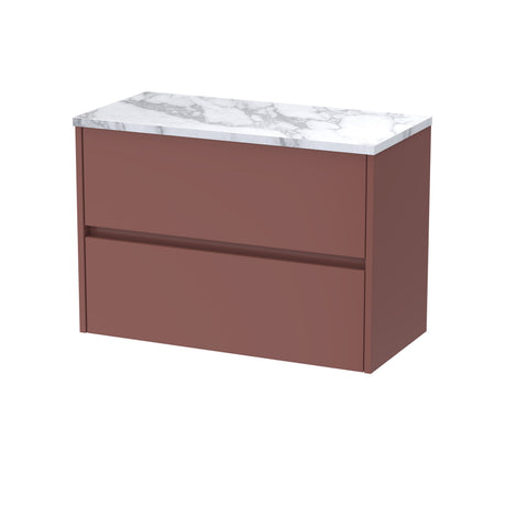 [BFED3406LCM] Chartley Contemporary 2 Drawer Wall Hung Vanity Unit with Laminate Worktop, Choice of Size and Colour - Cutout