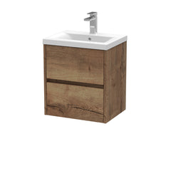 [BFED3802A] Chartley Edge Square Wall Hung 2 Drawer Vanity Unit & Ceramic Basin, 500mm, Choice of Finish - Cutout