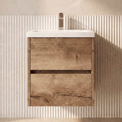 [BFED3802A] Chartley Edge Square Wall Hung 2 Drawer Vanity Unit & Ceramic Basin, 500mm, Choice of Finish - Silo