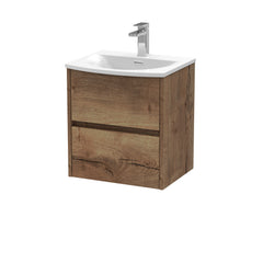 [BFED3802G] Chartley Contemporary 2 Drawer Wall Hung Vanity Unit with Curved Basin, Choice of Size and Colour - Cutout