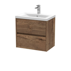[BFED3804A] Chartley Square Wall Hung 2 Drawer Vanity Unit & Ceramic Basin, 600mm, Choice of Finish - Cutout