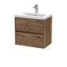 [BFED3804A] Chartley Square Wall Hung 2 Drawer Vanity Unit & Ceramic Basin, 600mm, Choice of Finish - Cutout