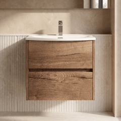 [BFED3804G] Chartley Contemporary 2 Drawer Wall Hung Vanity Unit with Curved Basin, Choice of Size and Colour - Silo