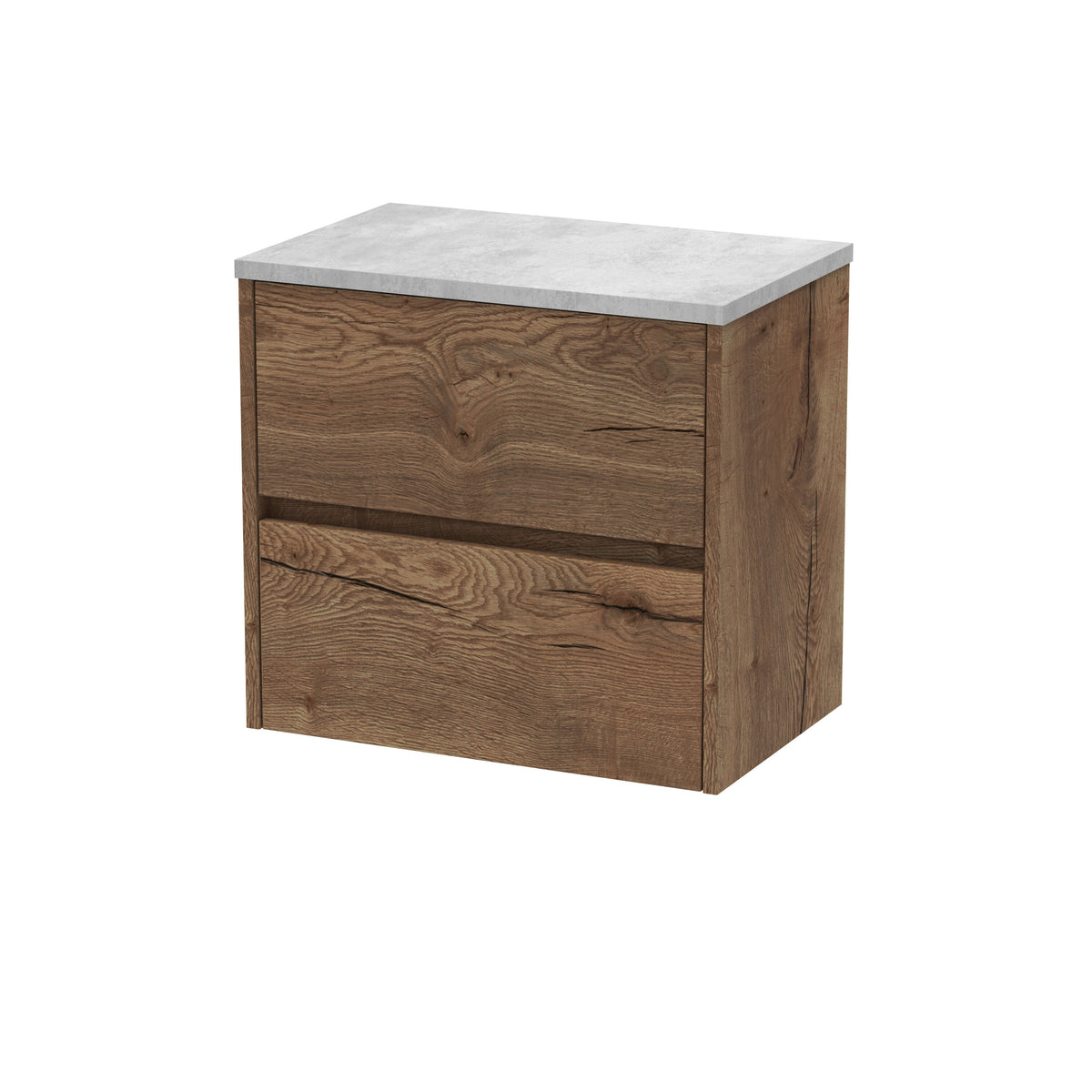 [BFED3804LBG] Chartley Contemporary 2 Drawer Wall Hung Vanity Unit with Laminate Worktop, Choice of Size and Colour - Cutout