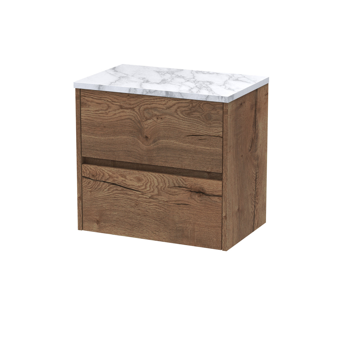 [BFED3804LCM] Chartley Contemporary 2 Drawer Wall Hung Vanity Unit with Laminate Worktop, Choice of Size and Colour - Cutout