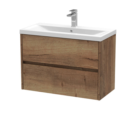[BFED3806A] Chartley Square Wall Hung 2 Drawer Vanity Unit & Ceramic Basin, 800mm, Choice of Finish - Cutout